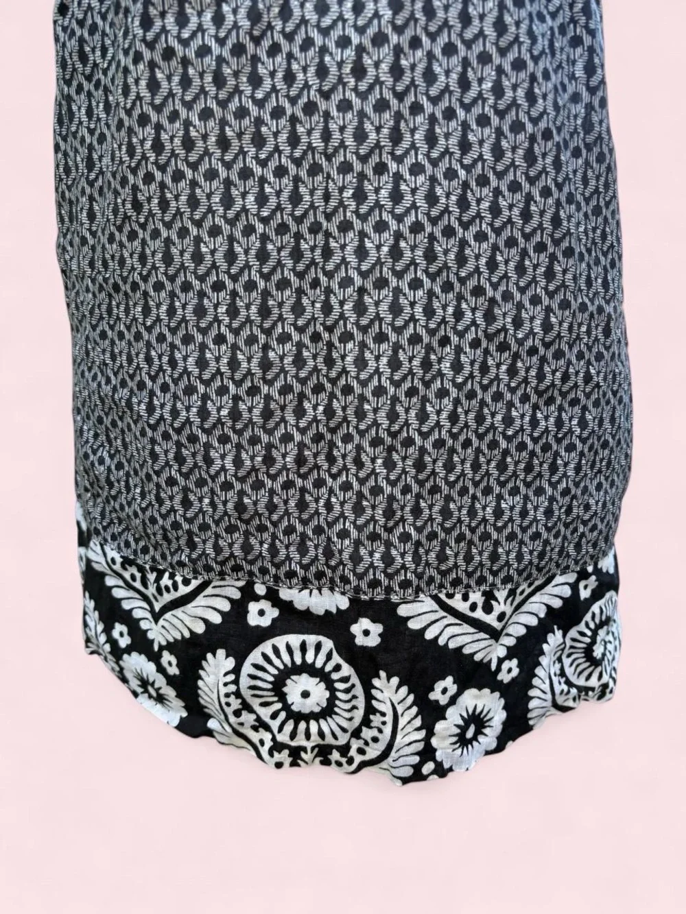 Michael Kors Black & White Patterned Halter Cami with Chain Straps